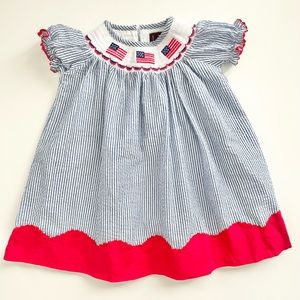 Lil Cactus American Flag Smocked Dress